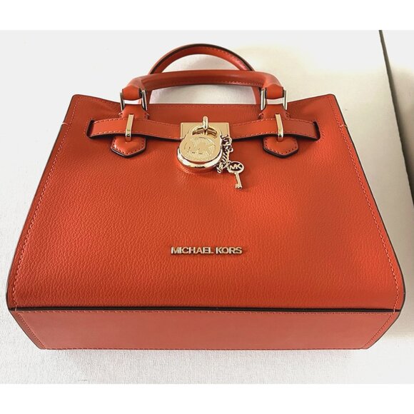New Michael Kors Hamilton Small Leather Satchel Red Clay - Picture 5 of 7